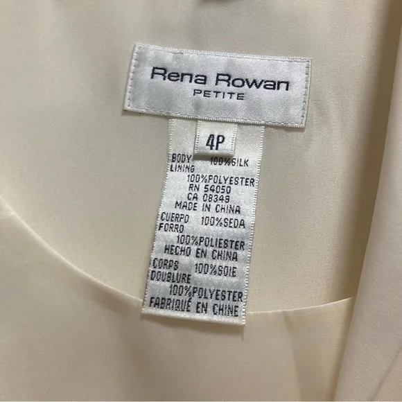 Vintage 100% Silk Embroidered Cream Blazer and Tank Set - Rena Rowan 4P - Picture 5 of 14
